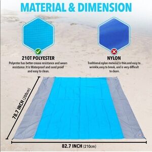 Beach Blanket Waterproof Sandproof Lightweight, Durable